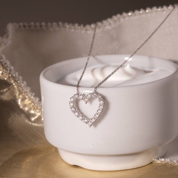 NWT Khloé Heart Necklace // Sterling Silver + 1ct Diamond - Picture 3 of 6